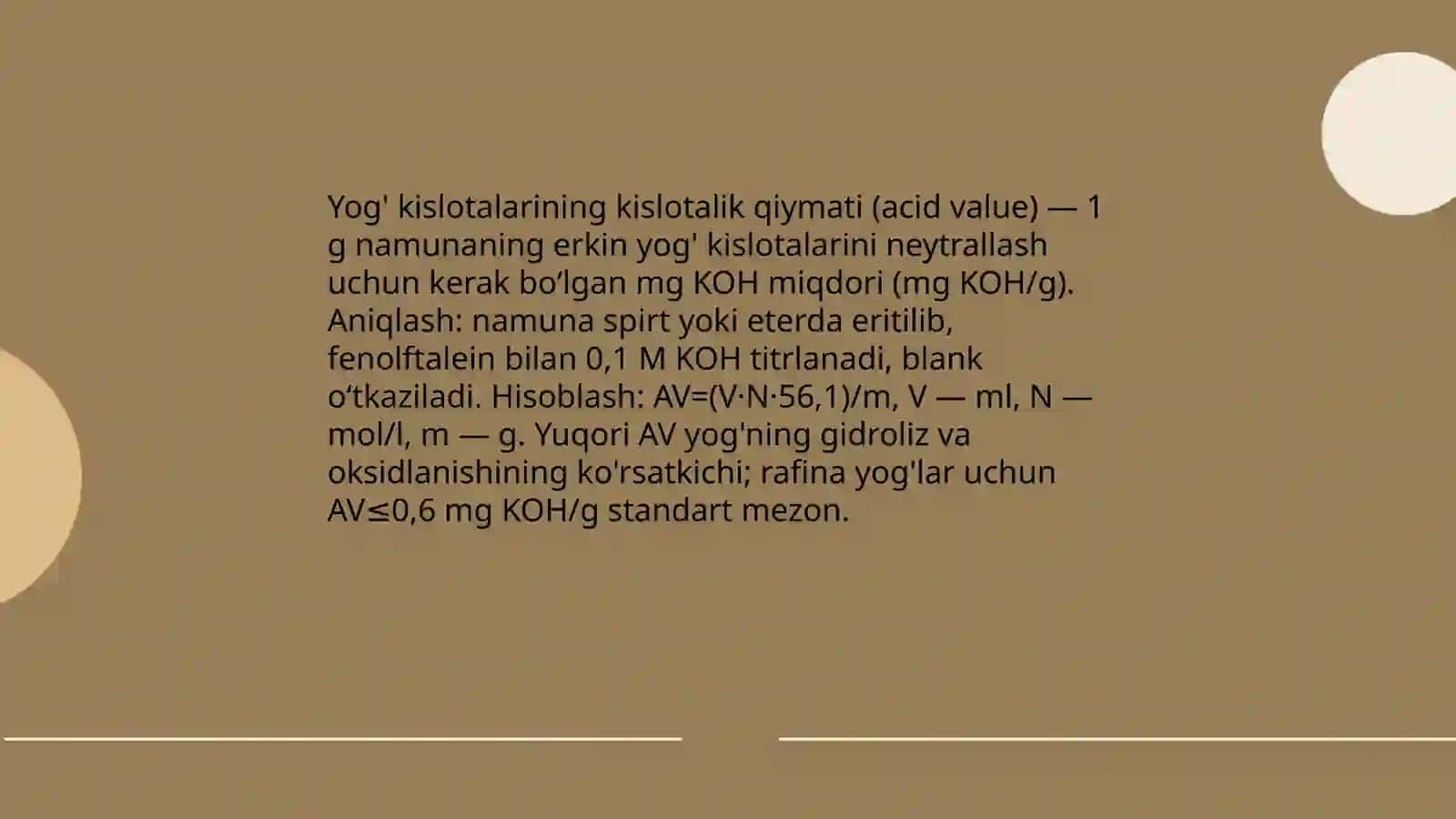 Gilitserin va yog' kislotalarining sifat ko'rsatkichlarini o'rganish 4