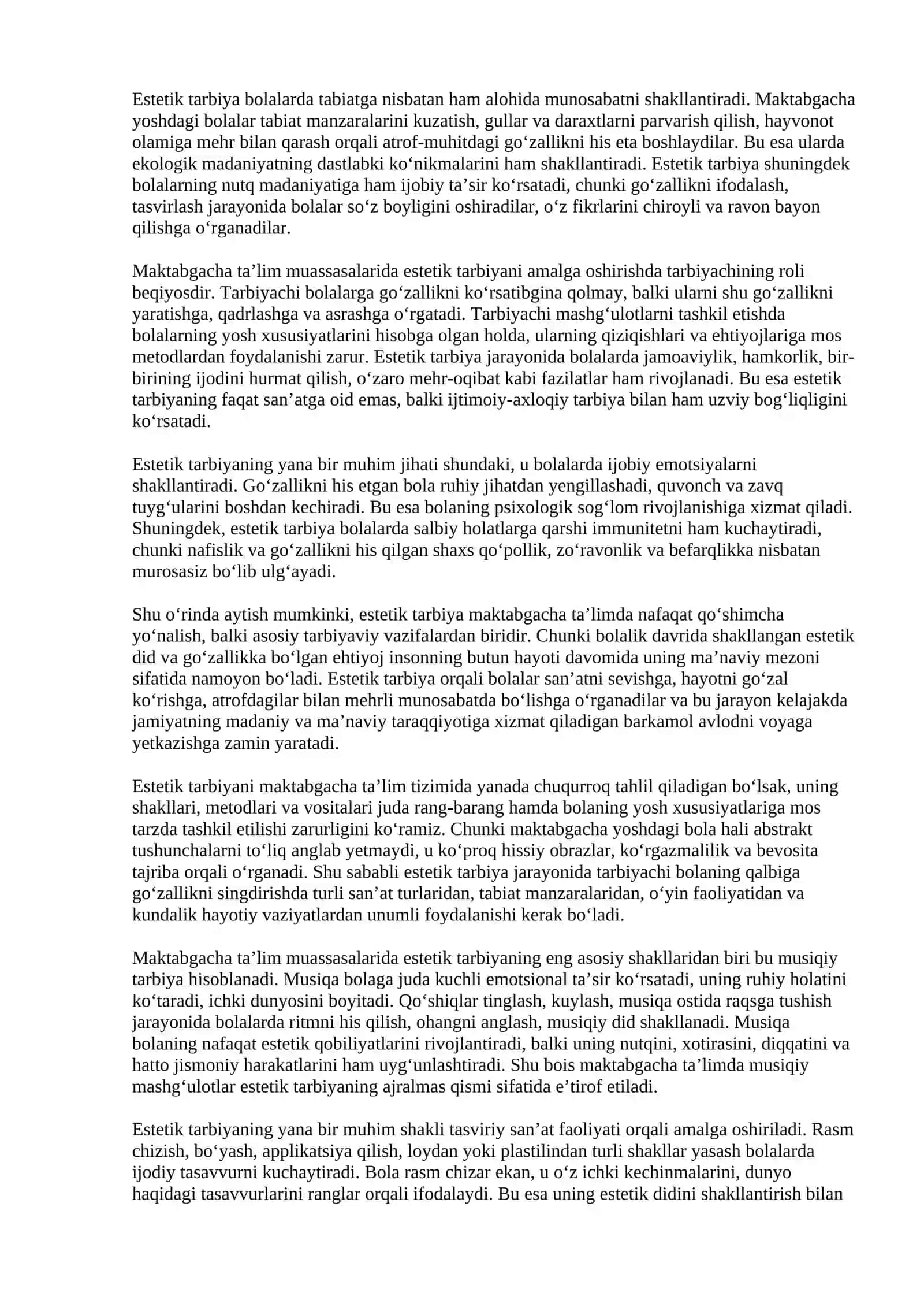 MAKTABGACHA YOSHDAGI BOLALARNI ESTETIK TARBIYALASHDA TASVIRIY FAOLIYATNING O‘RNI 4