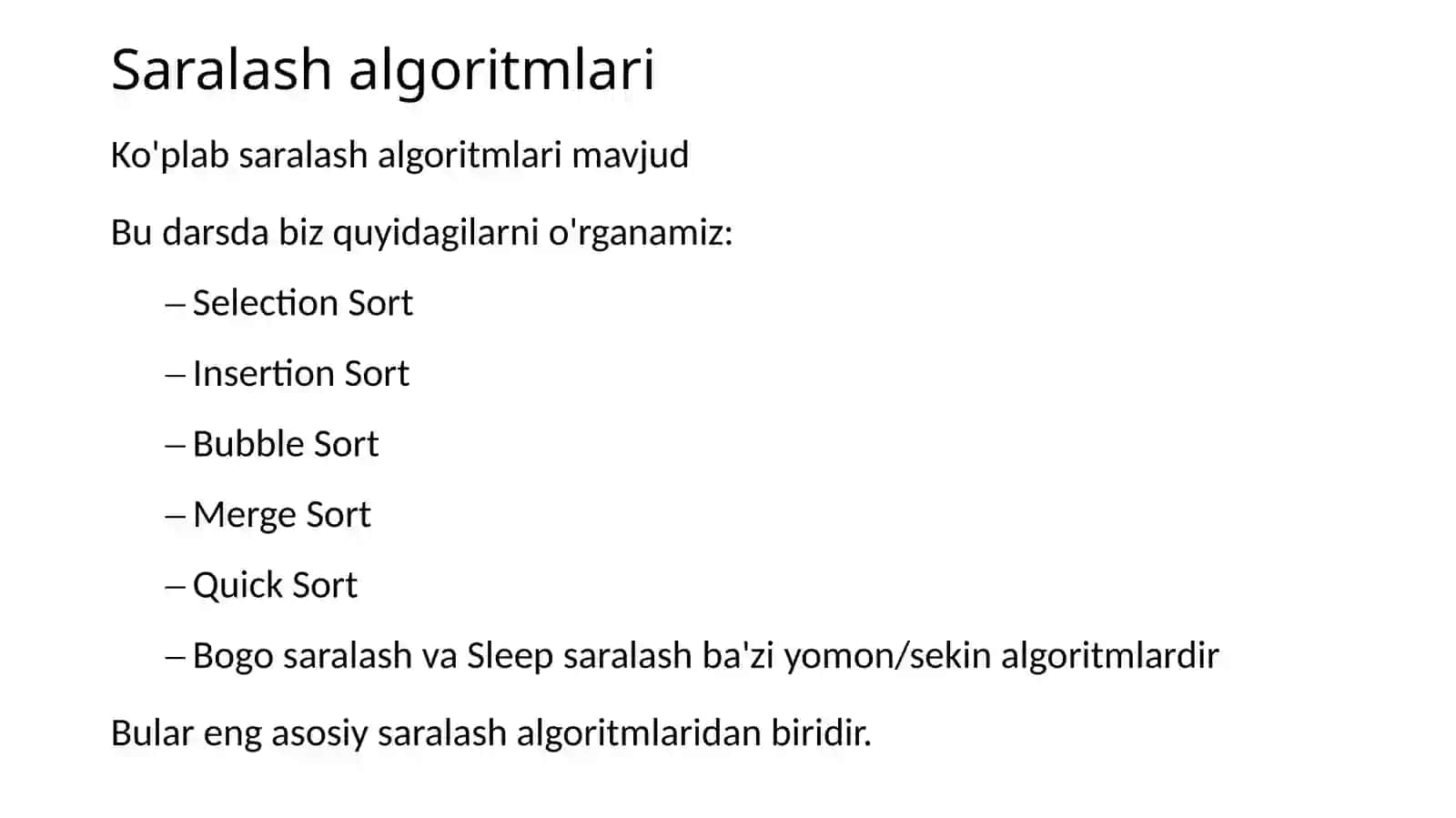 Ma’lumotlarni saralash algoritmlari 4