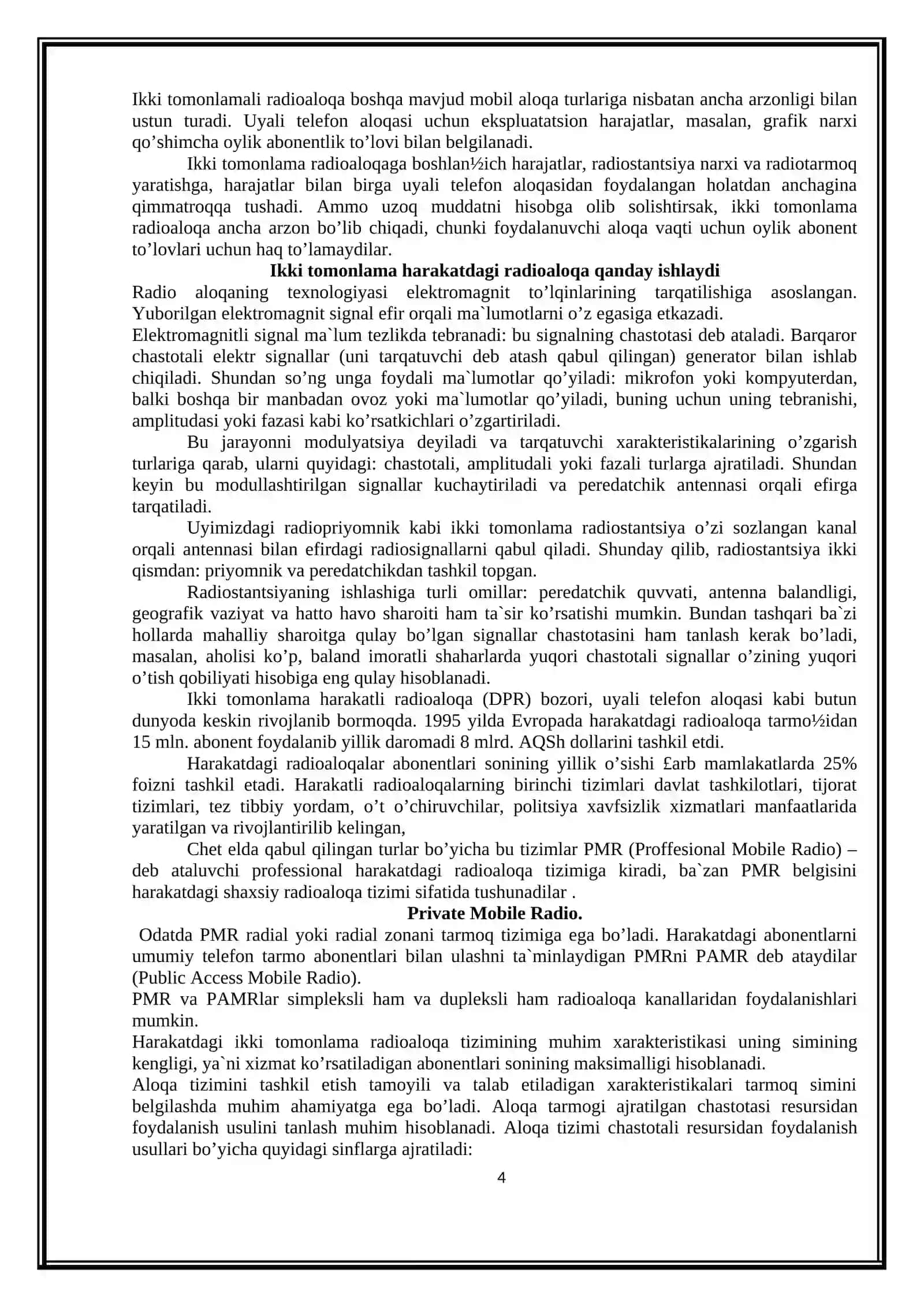 Radio uzatuvchi qurilmalar. Radio qabul qiluvchi qurilmalar 4