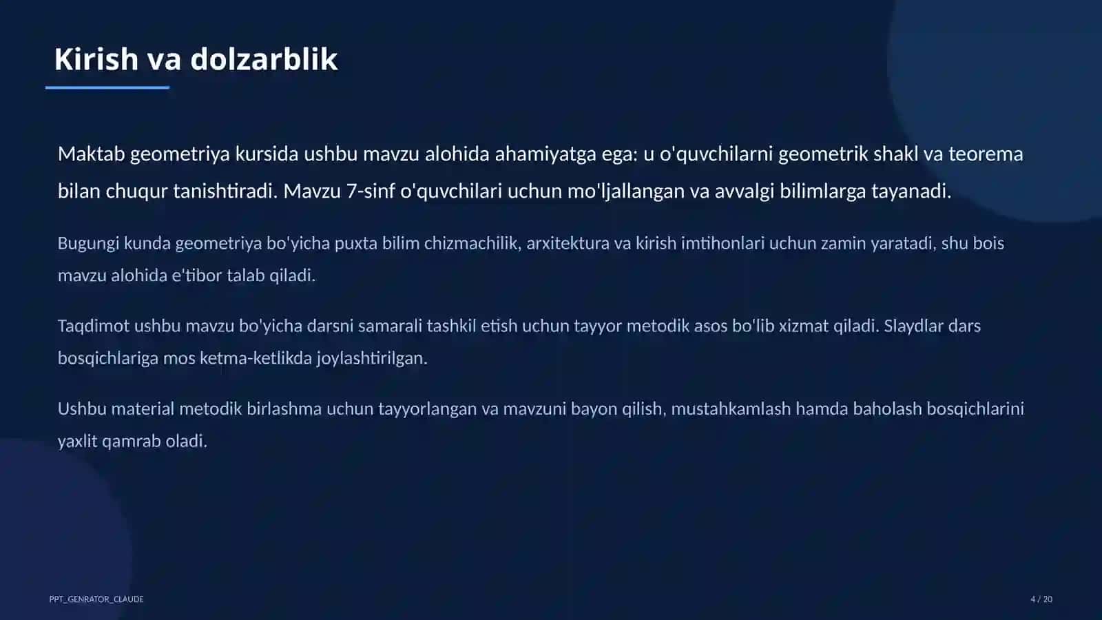 Geometriyaning boshlang'ich tushunchalari: nuqta, to'g'ri chiziq, kesma (7-sinf) 4