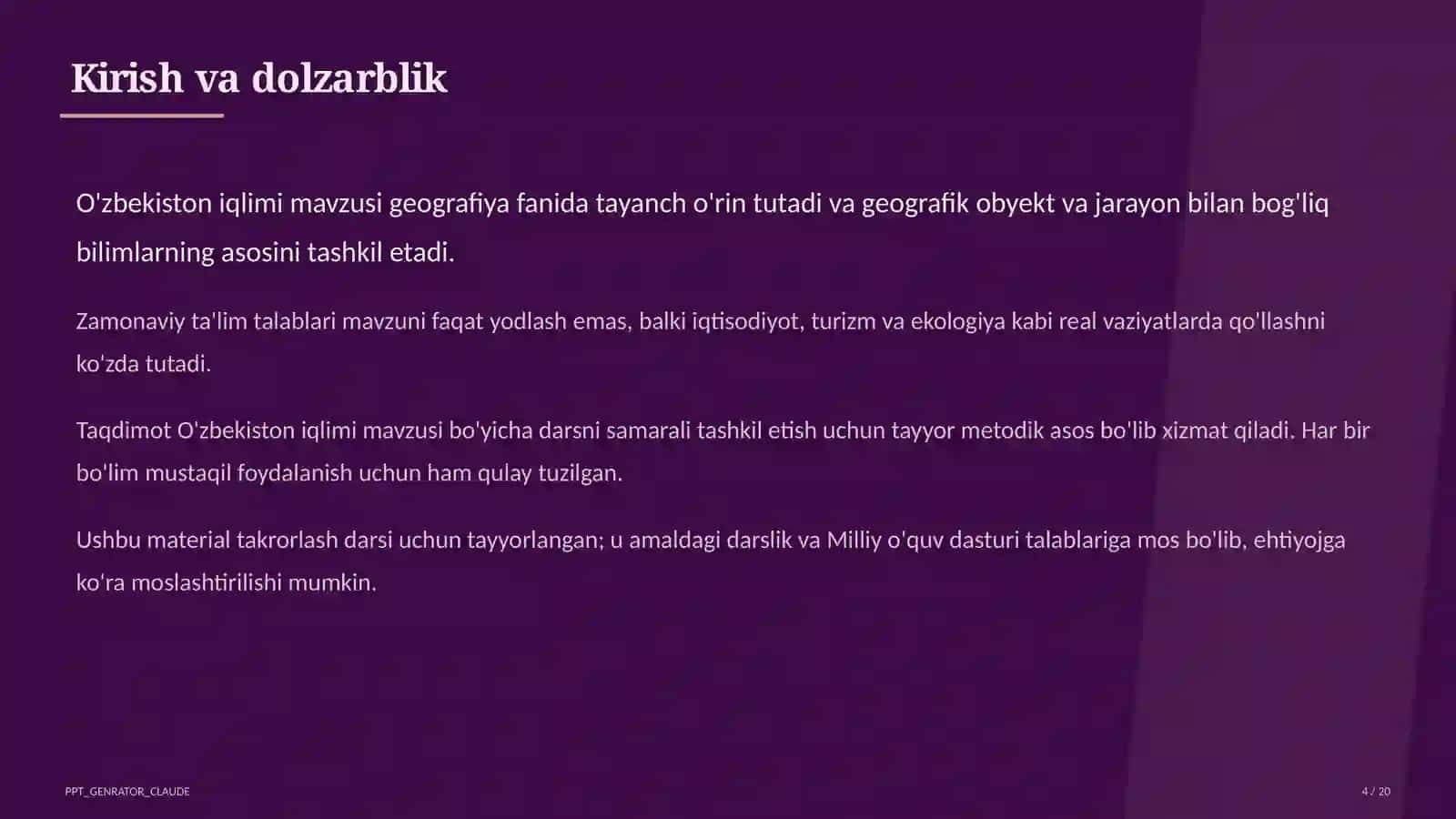 O'zbekiston iqlimi (8-sinf) 4