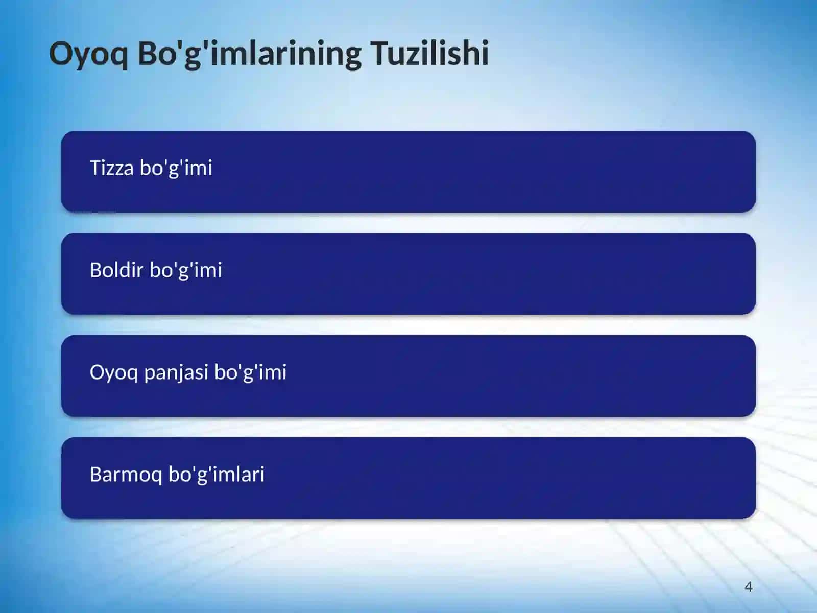 Qo'l va Oyoq Bo'g'imlari Klinik Anatomiyasi 4