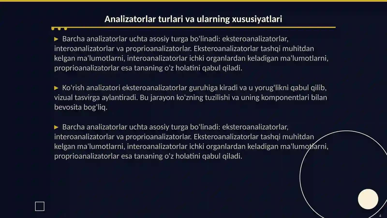 Analizatorlar koʻrish organining tuzilishini oʻrganish 4