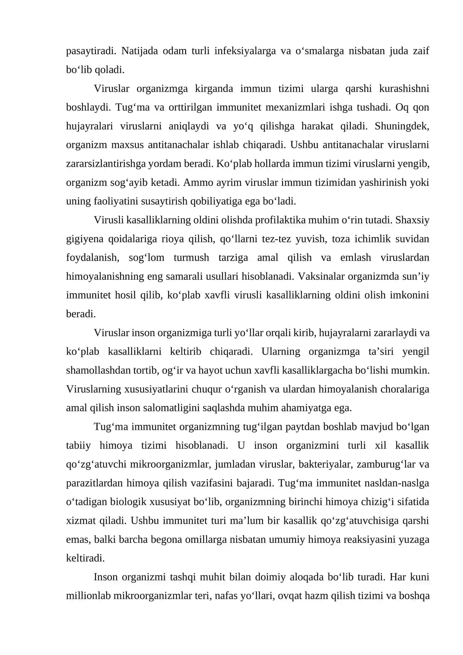 VIRUSLAR YUQTURMASLIK TUG'MA IMUNITET 4