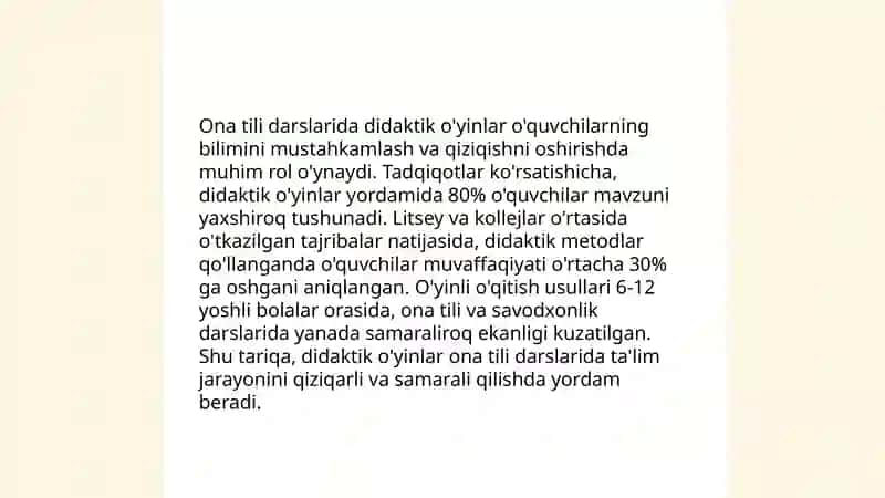 Ona tili darslarida didaktik oʻyinlar orqali oʻquvchilarni ijobiy fikrlashga oʻrgatish 4