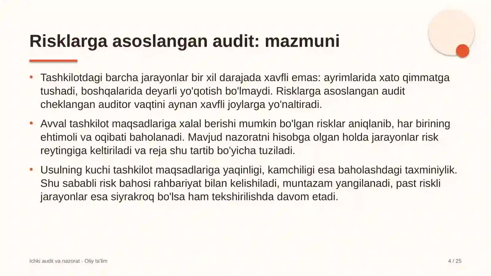 Fond birjasida risklarga asoslangan audit rejalashtirish 4