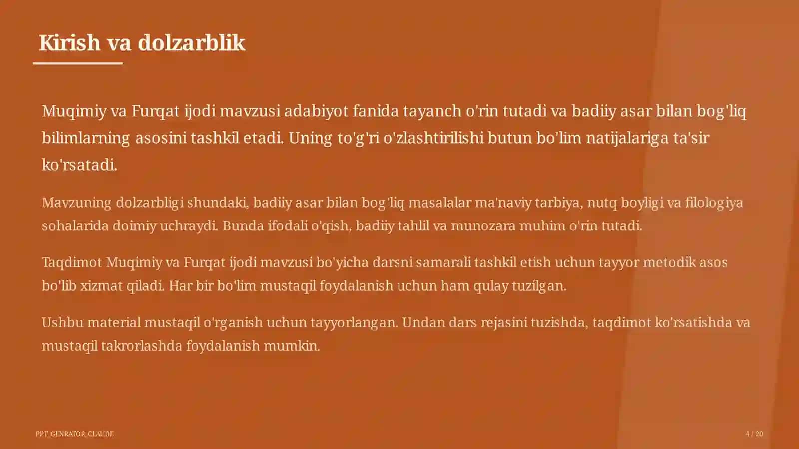 Muqimiy va Furqat ijodi (10-sinf) 4