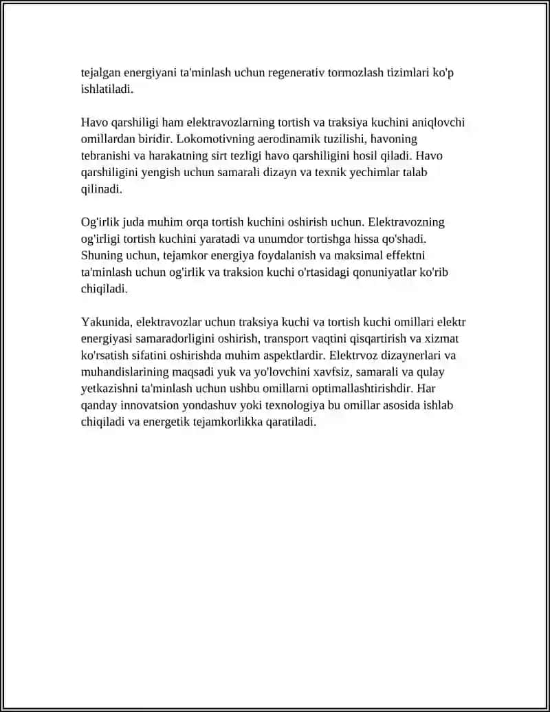 ELEKTRAVOZ TAFSIVLARINING TURLI OMILARI 4