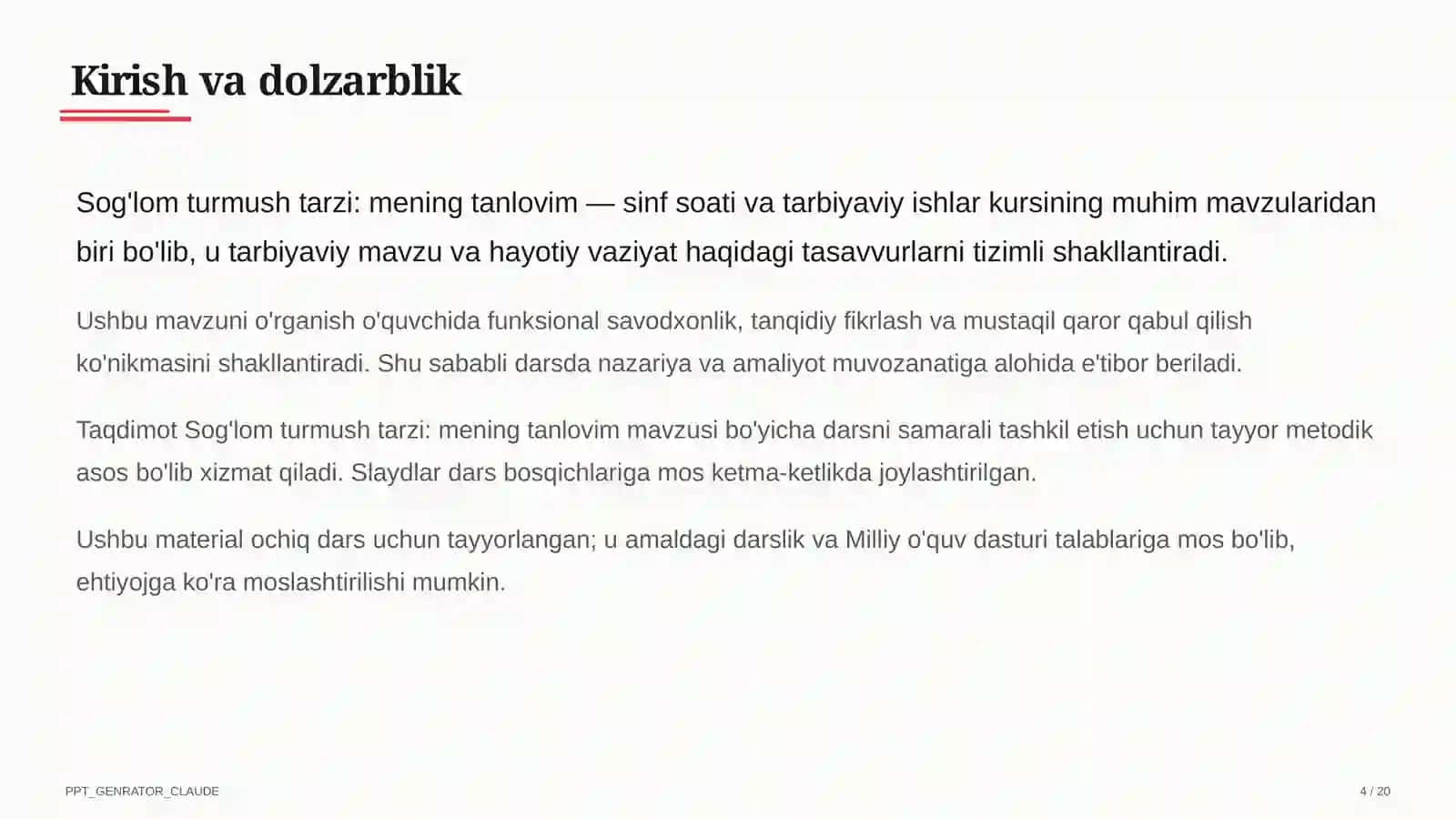 Sog'lom turmush tarzi: mening tanlovim 4