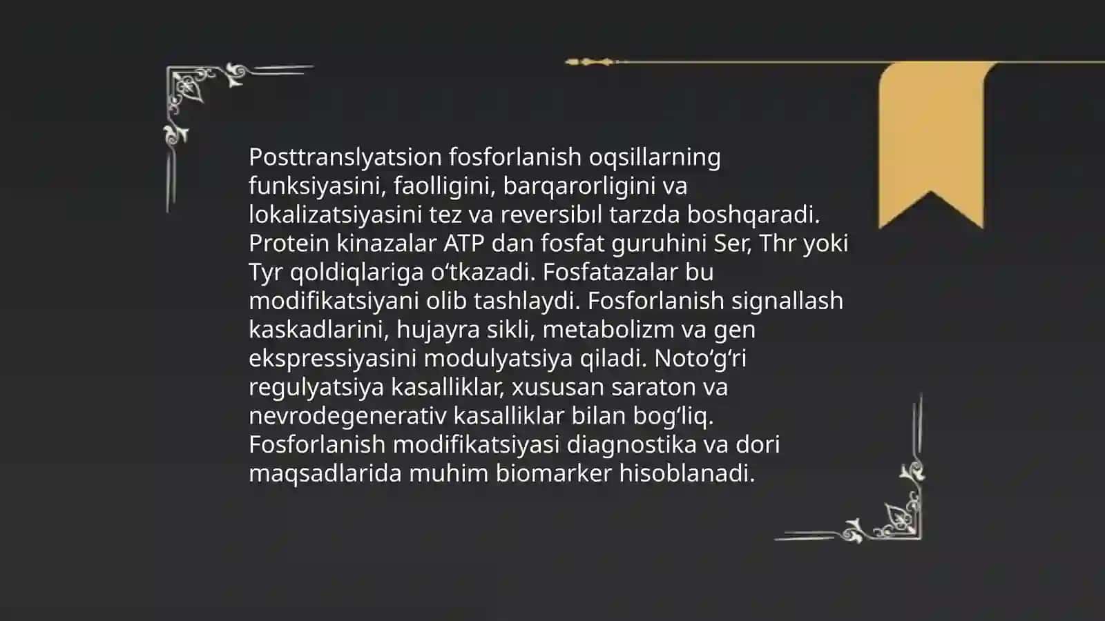 Oqsillarning biokimyoviy oʻzgarishi 4