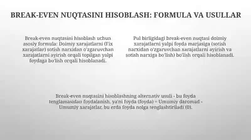 Zararsizlik nuqtasi tahlili 4