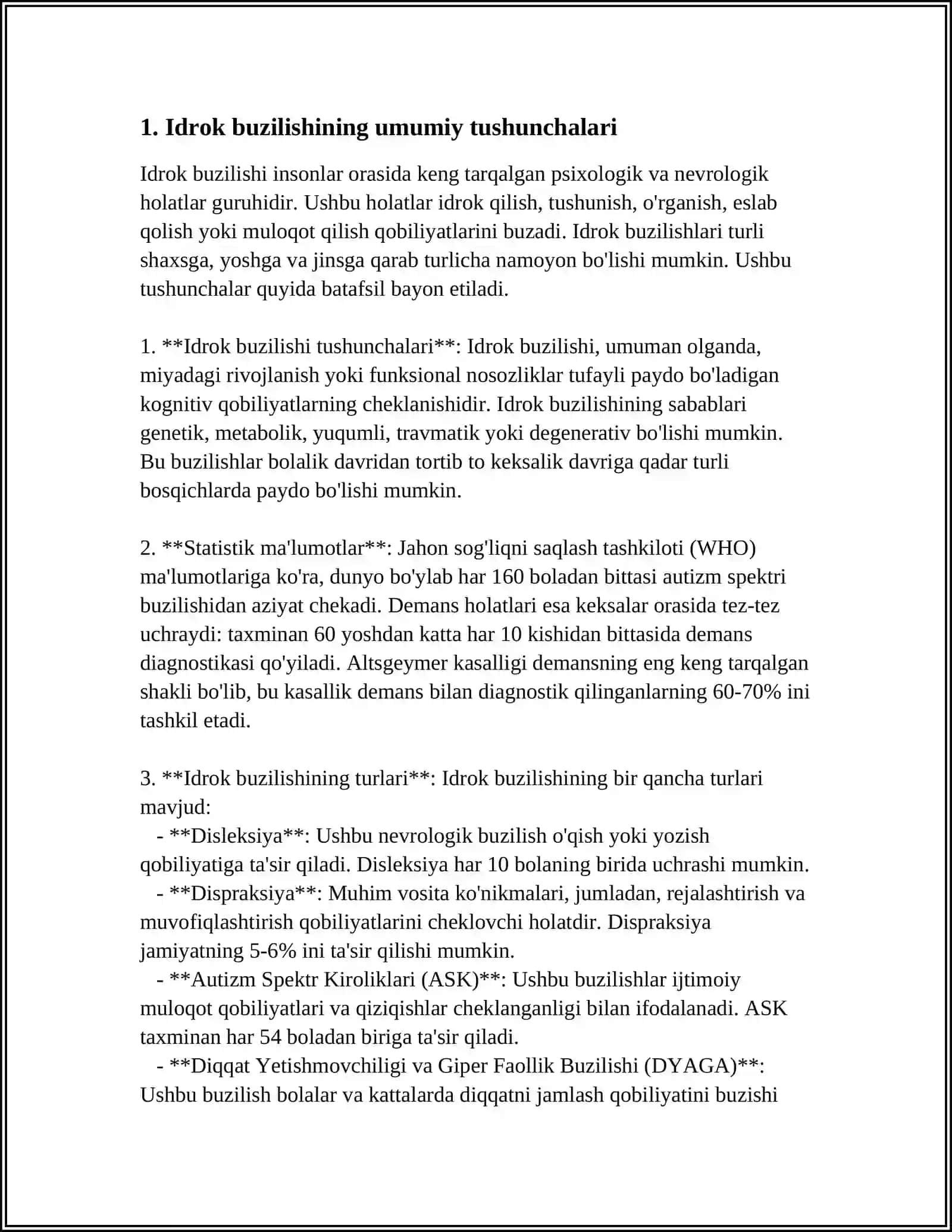 UMUMIY PSIXOLOGIYA FANIDAN IDROKNING BUZILISHI MAVZUSIDAN MUSTAQIL ISHI 4
