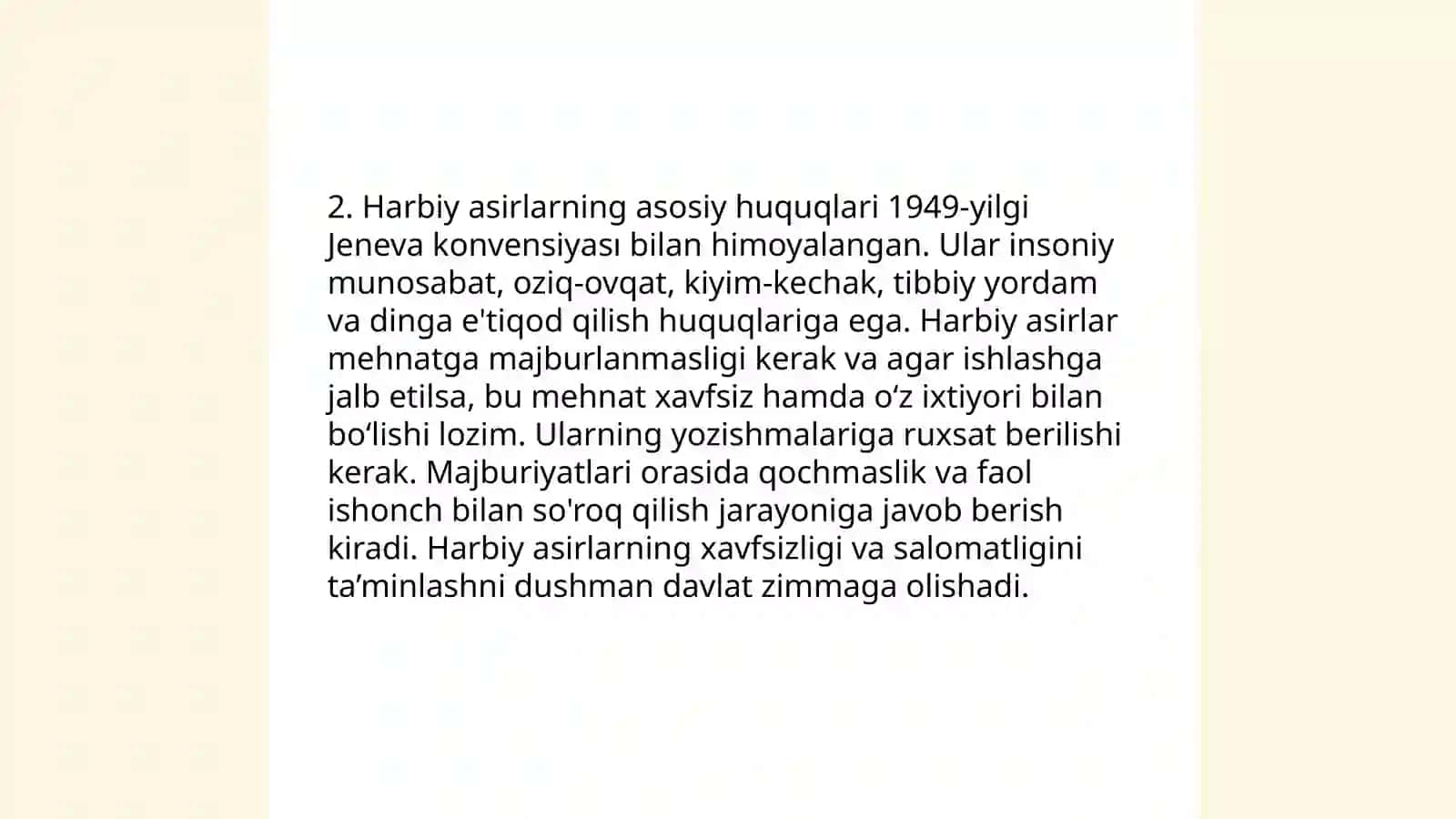 Harbiy asirlarning umumiy huquqiy holati 4