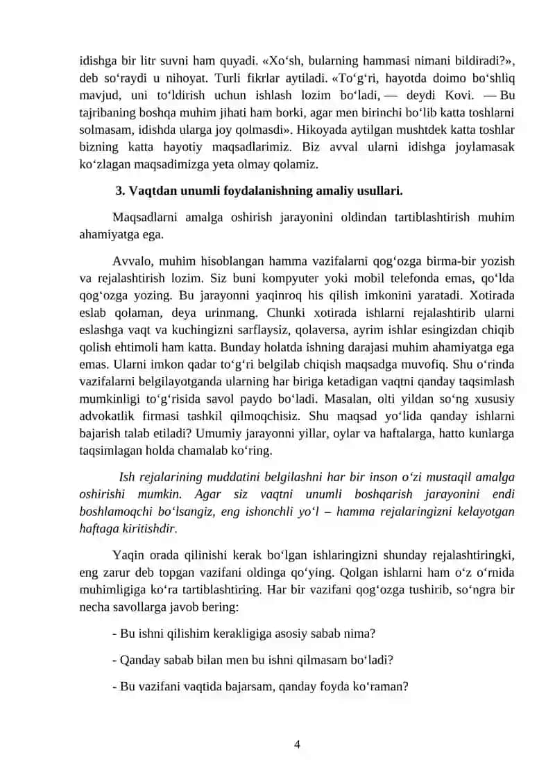 TAYM-MENEJMENT: O’QISh VA IShDA VAQTNI SAMARALI BOShQARISh USULLARI 4