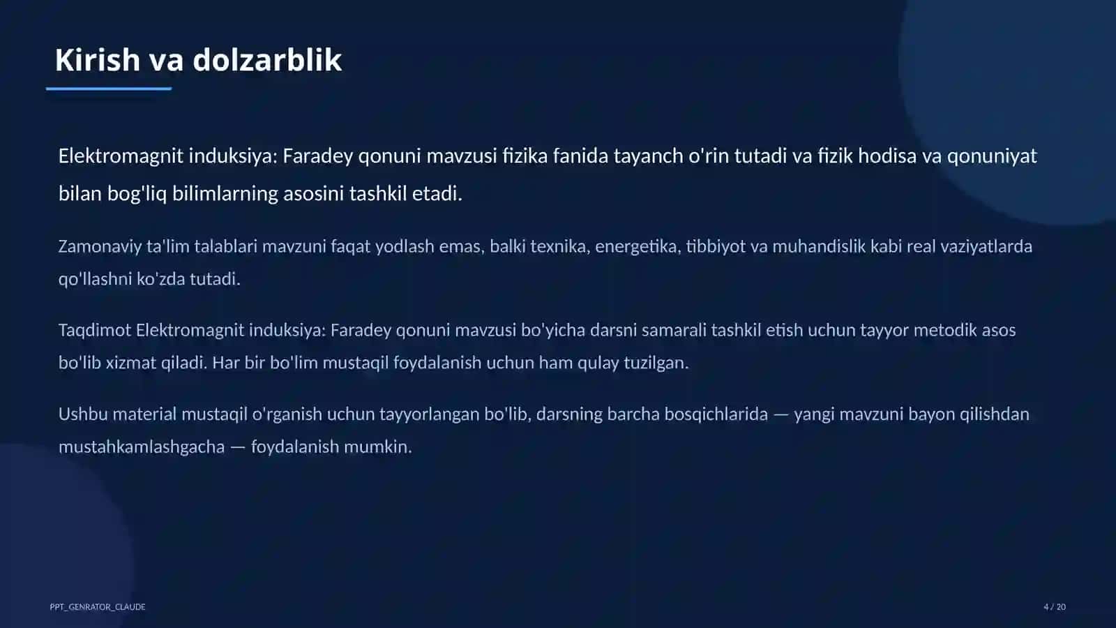 Elektromagnit induksiya: Faradey qonuni (11-sinf) 4