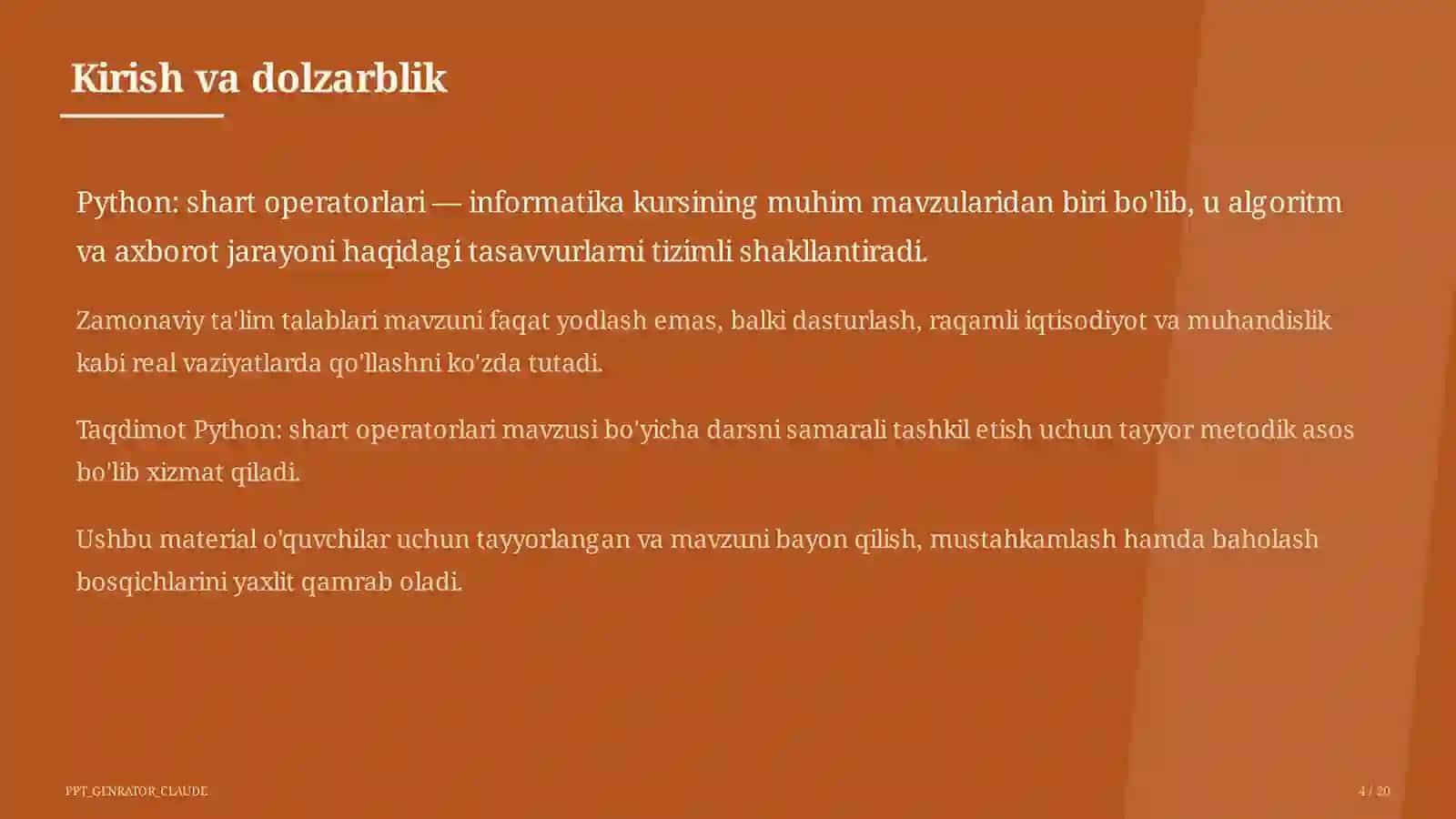 Python: shart operatorlari (8-sinf) 4
