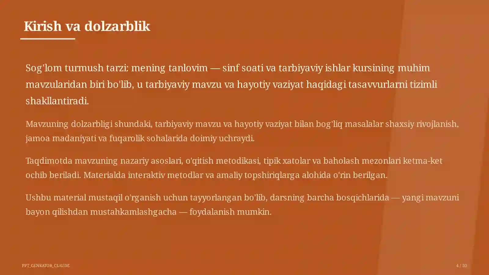 Sog'lom turmush tarzi: mening tanlovim 4