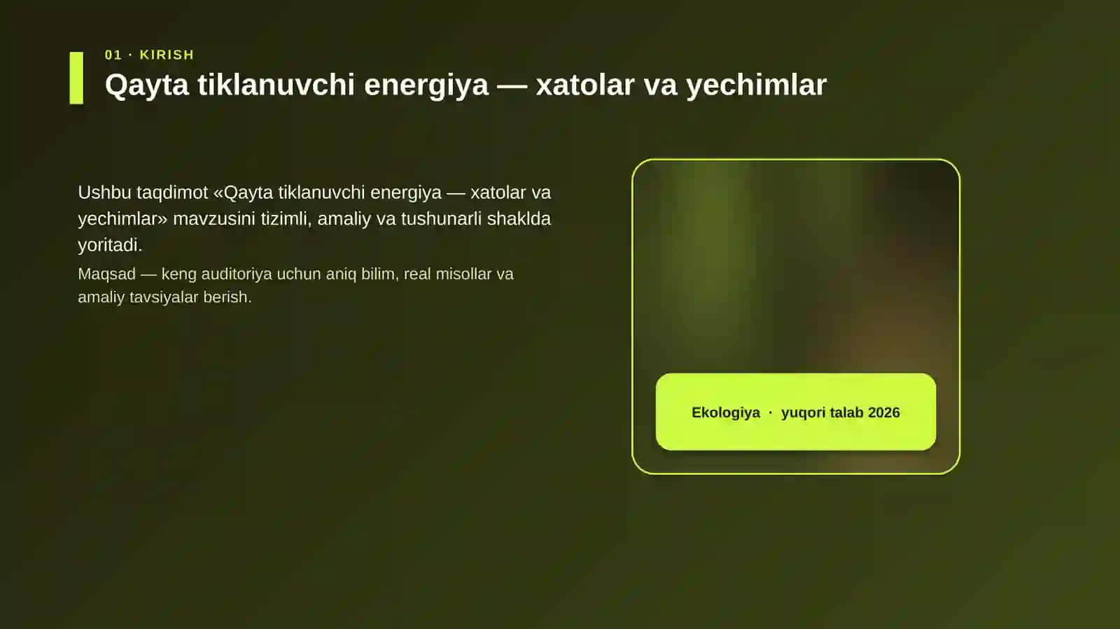 Qayta tiklanuvchi energiya — xatolar va yechimlar 4