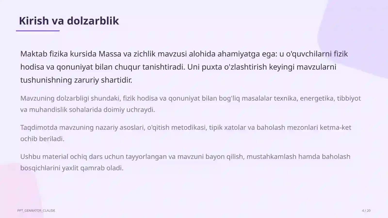 Massa va zichlik (6-sinf) 4