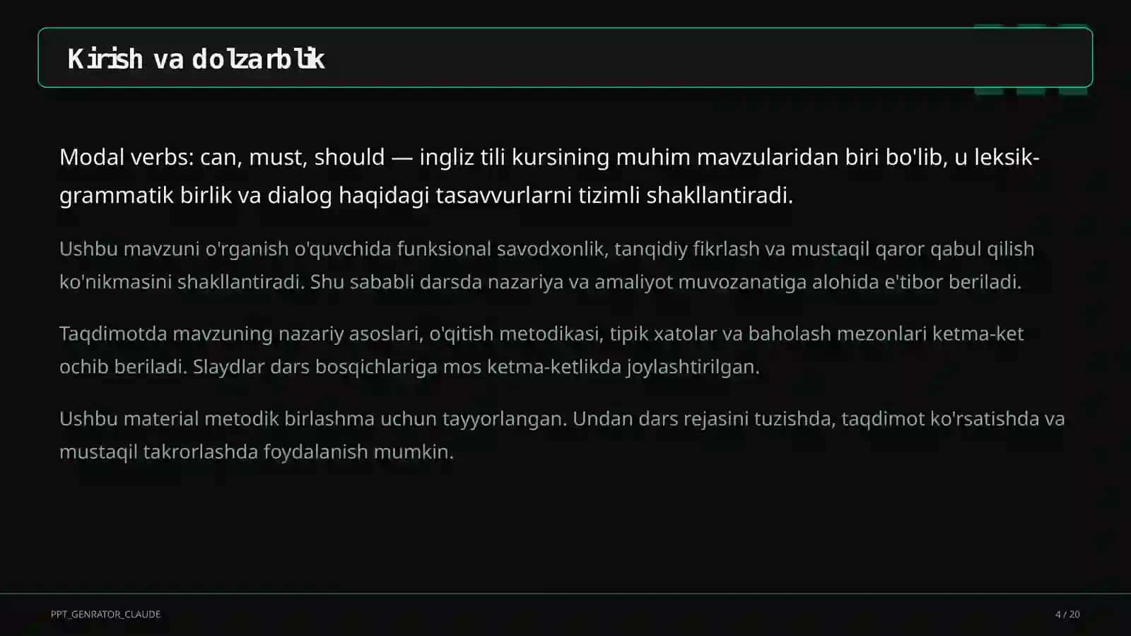 Modal verbs: can, must, should (7-sinf) 4