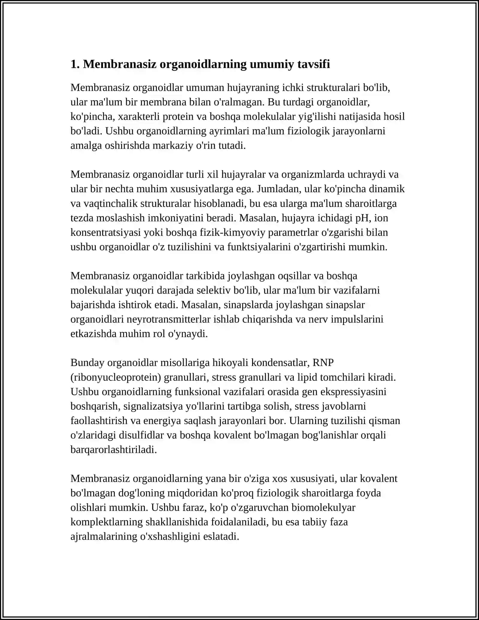 MEMBRANASIZ ORGANOIDLAR TUZILISHI VA VAZIFALARI 4