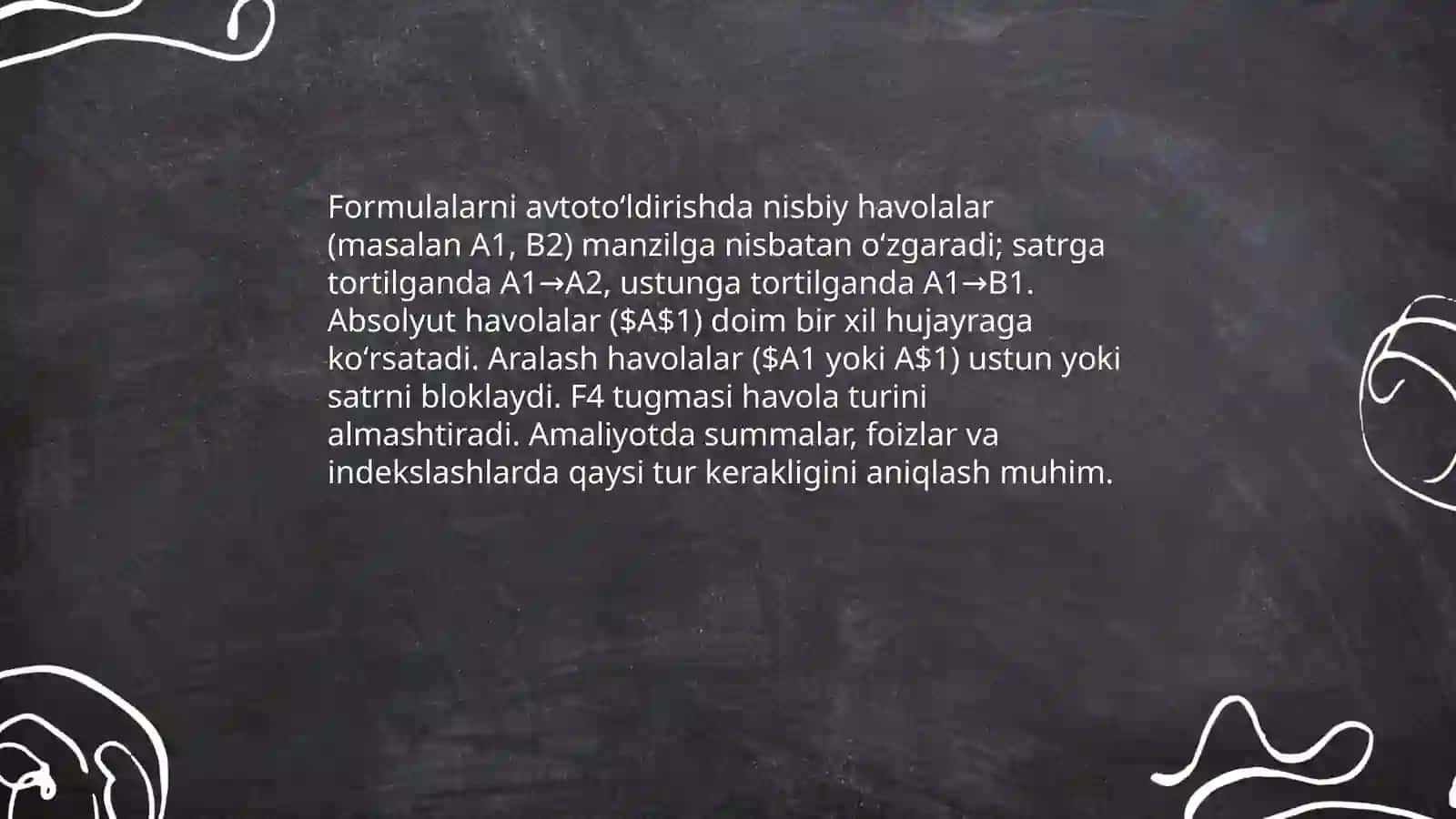 Excel dasturida avtotoʻldirishlar va avtohisoblashlar 4