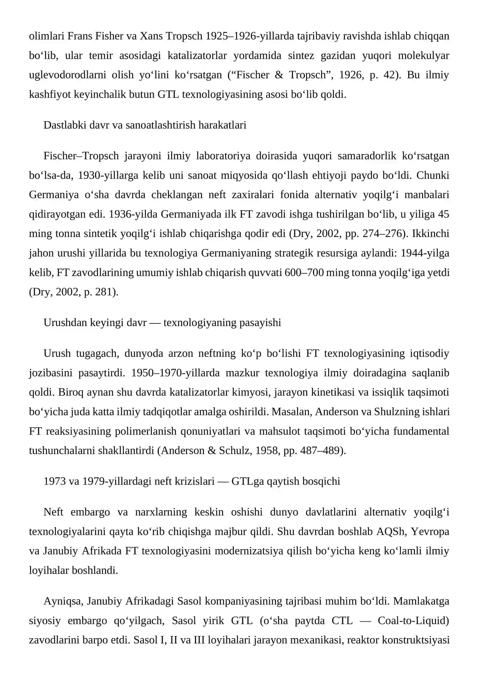 GTL tehnalogiyasi asosida olingan naftadan yuqori aktanli benzin olish asoslari va tehnalogiyasi 4