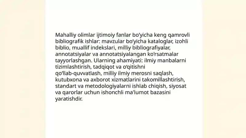 Ijtimoiy fanlar bibliografiyasining rivojlanishida yirik olimlarning hissasi 4
