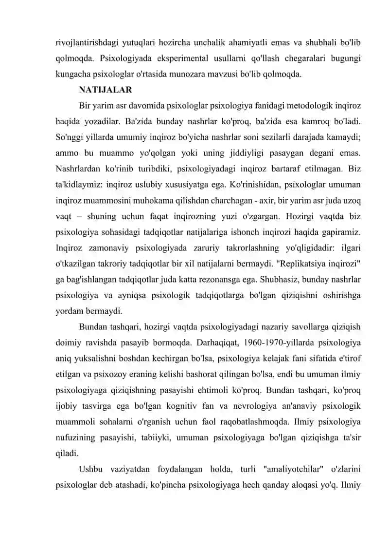 Zamonaviy Psixologiyani Rivojlantirishda Eksperimental Tadqiqotlar: Muammolar va Yechimlar 4