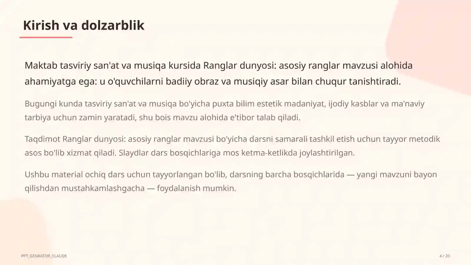 Ranglar dunyosi: asosiy ranglar (1-sinf) 4