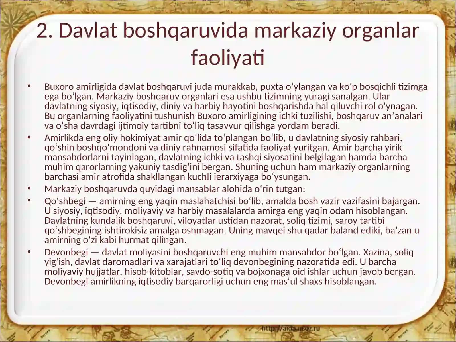 BUXORO AMIRLIGIDA DAVLAT BOSHQARUVI VA SIYOSIY TUZILMA 4