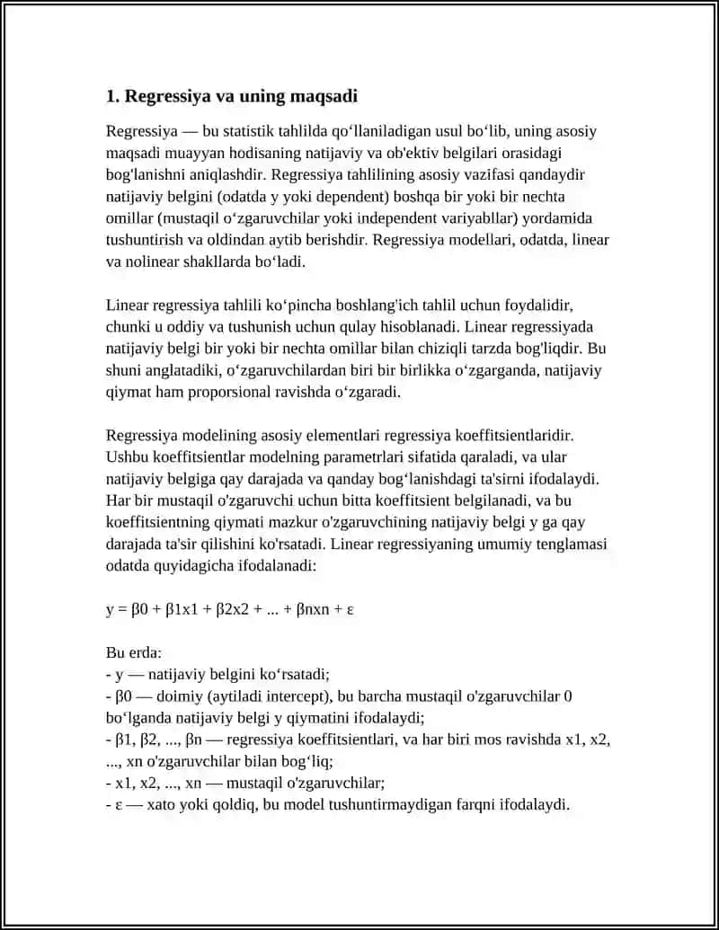 REGRESSIYA KOEFFITSIENTLARI - EMPIRIK MODELLER PARAMETRLARINI ANIQLASH 4