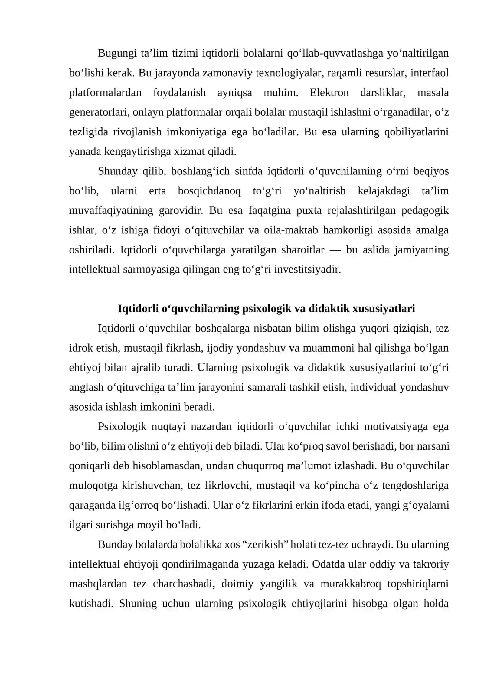 Boshlang‘ich sinfda matematikadan iqtidorli o‘quvchilar bilan ishlash mashg‘ulot ishlanmasini tuzish 4