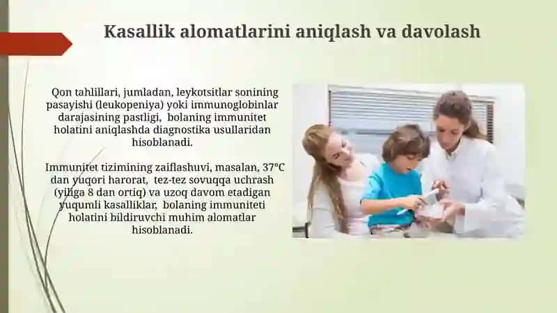 Immunalogiya uzoq muddatli davolanishda bolanlarga ta'lim 4
