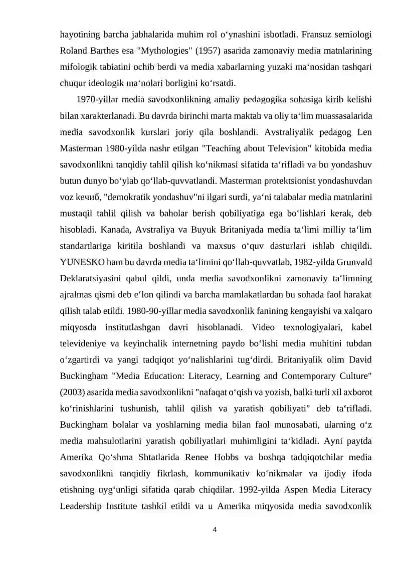 Media savodxonlik va axborot madaniyati fanining tarixiy evolyutsiyasi 4