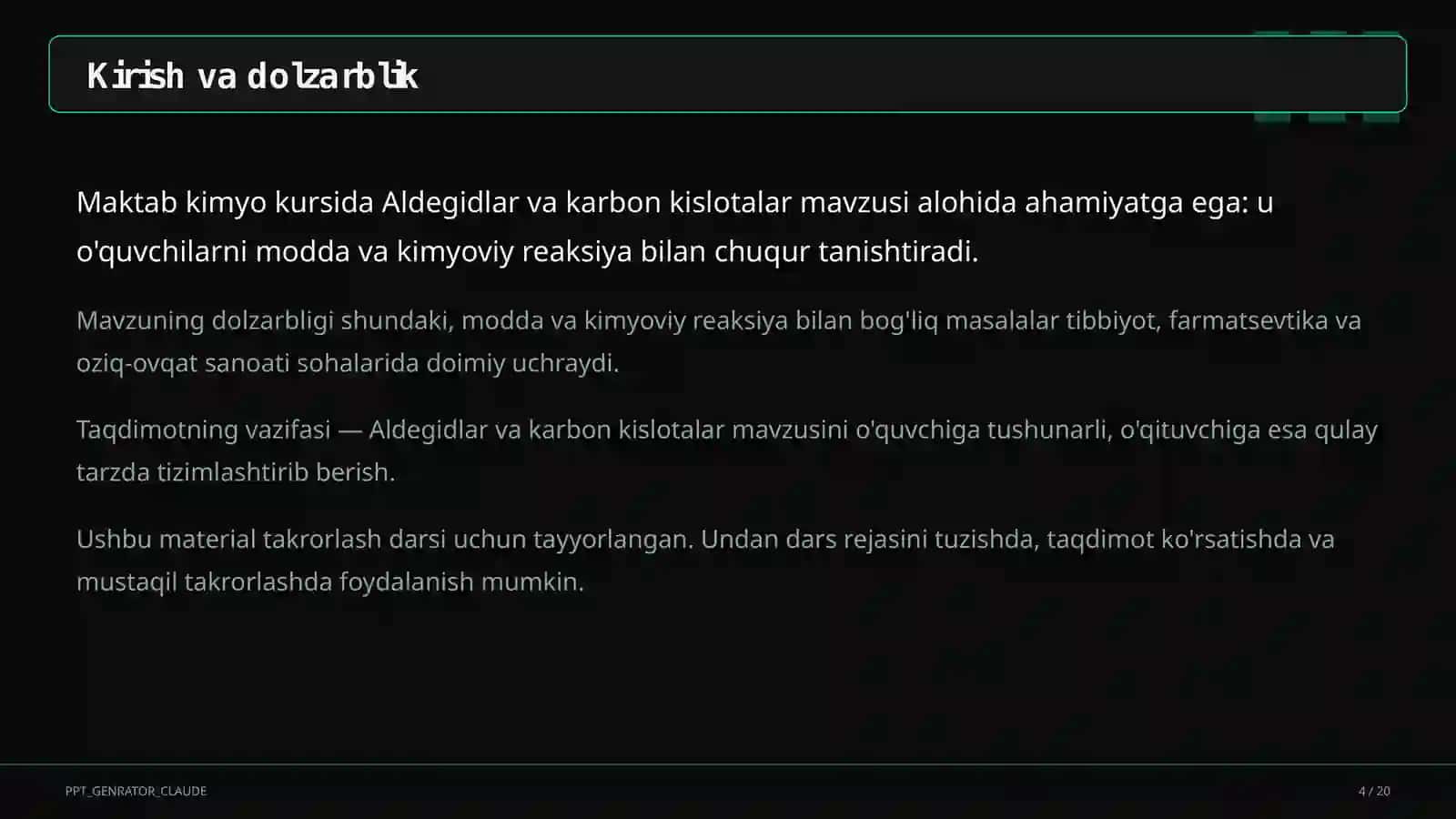 Aldegidlar va karbon kislotalar (10-sinf) 4
