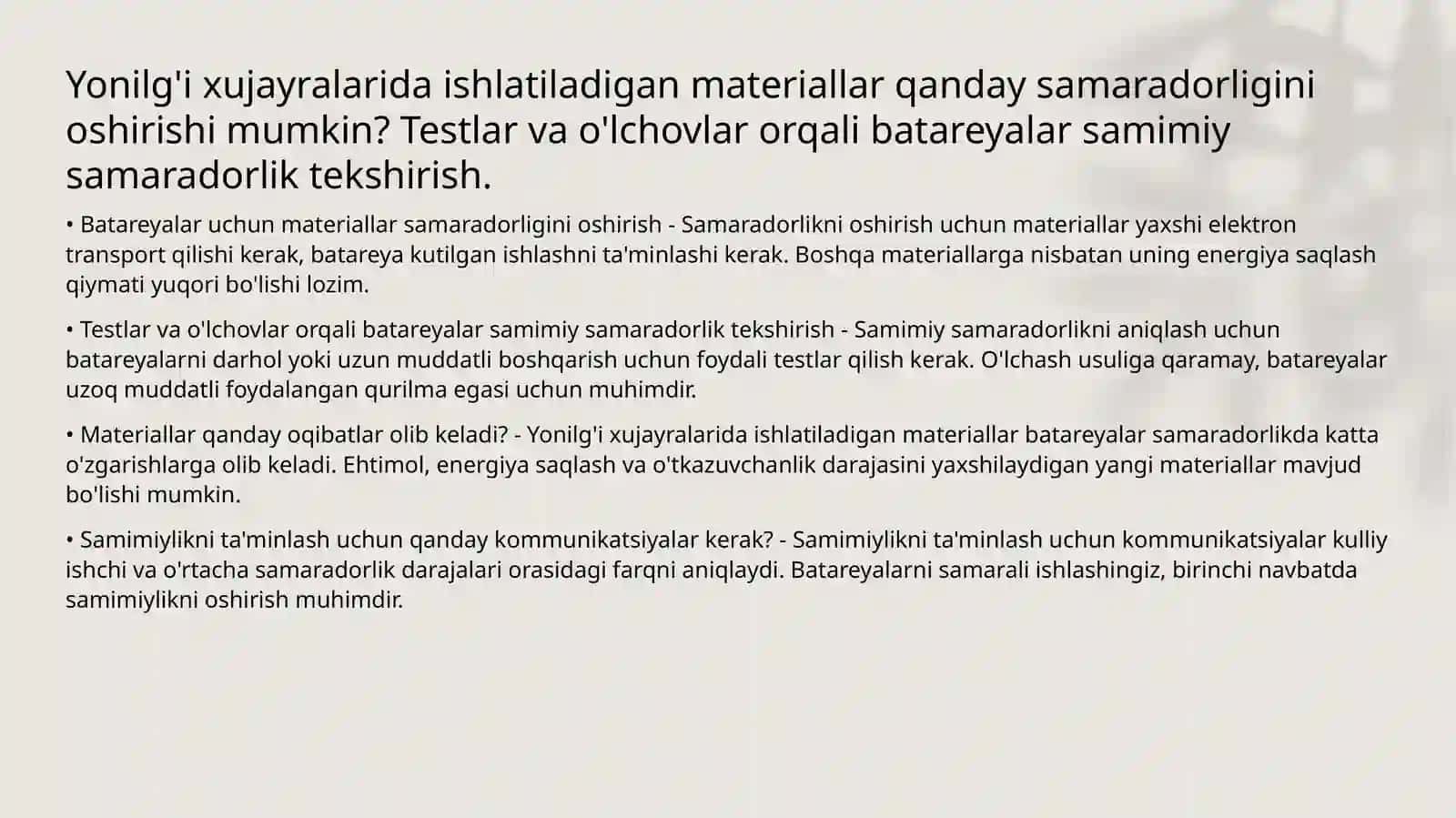 Quyosh batareyalari uchun malumot to'plash 4