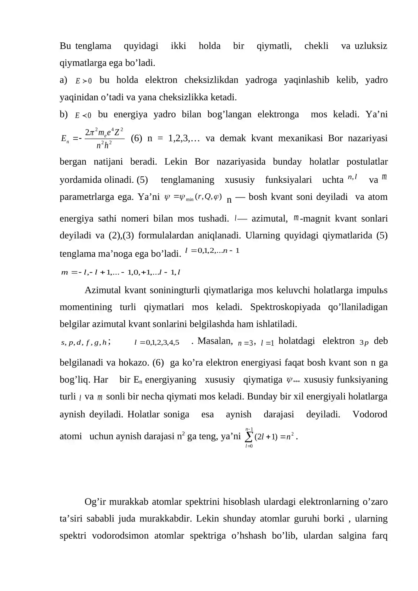 Operatorlar nazariyasidan qisqacha ma’lumot vodorod atomining kvant nazariyasi zeyeman effekti 4