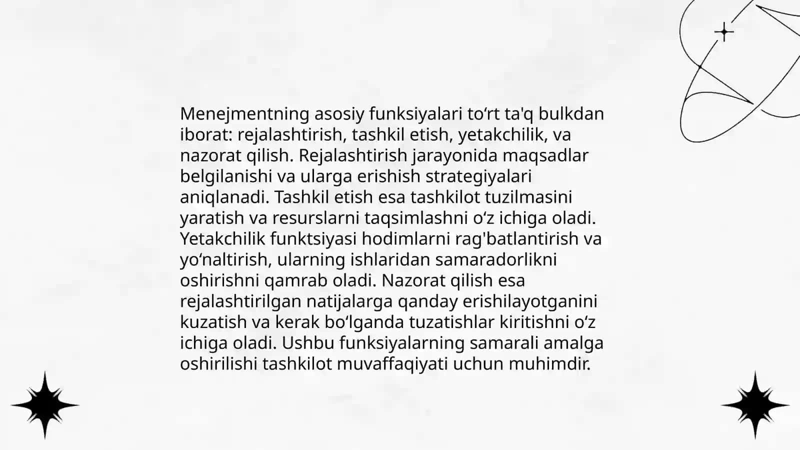 Boshqaruv subyekti va tabiati.Menejment funksiyalari 4