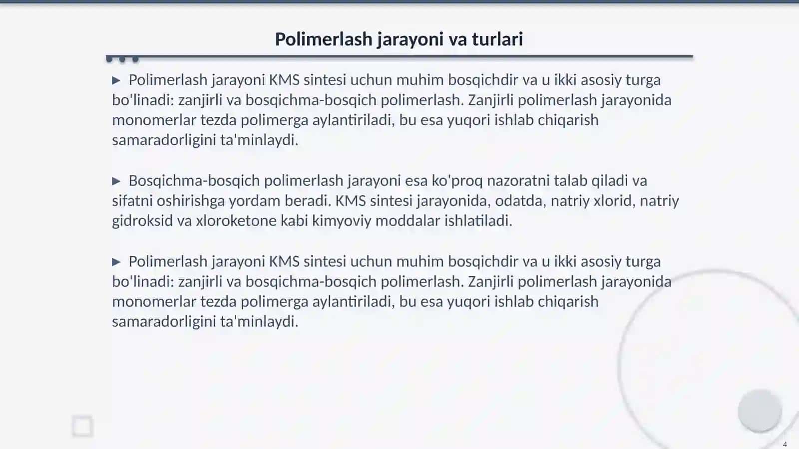 Karboksimetilsellyuloza va uning sintezi va polimerlash usullari 4