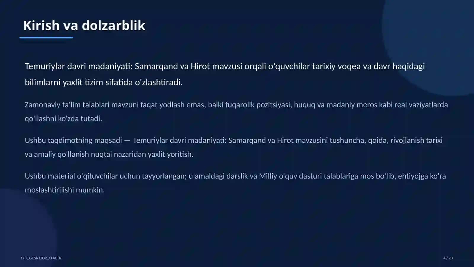 Temuriylar davri madaniyati: Samarqand va Hirot (8-sinf) 4