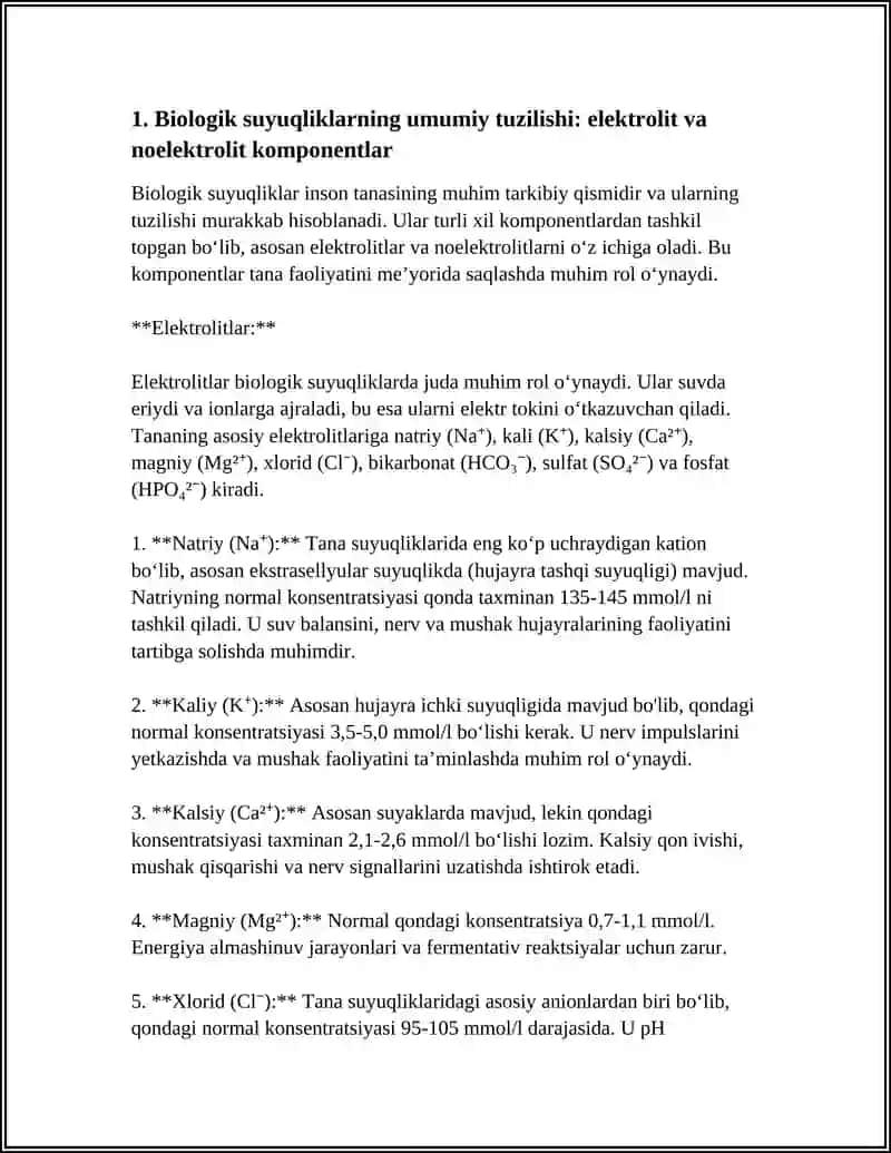 ORGANIZMNING BIOLOGIK SUYUQLIKLARI ELEKTROLIT VA NOELOKTROLIT ERITMALAR KORINISHIDA 4