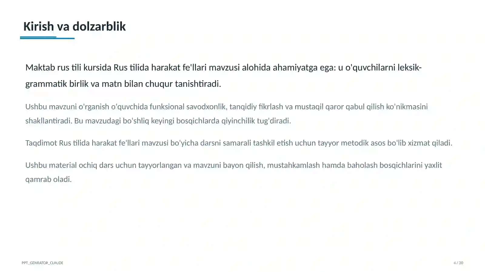 Rus tilida harakat fe'llari (6-sinf) 4