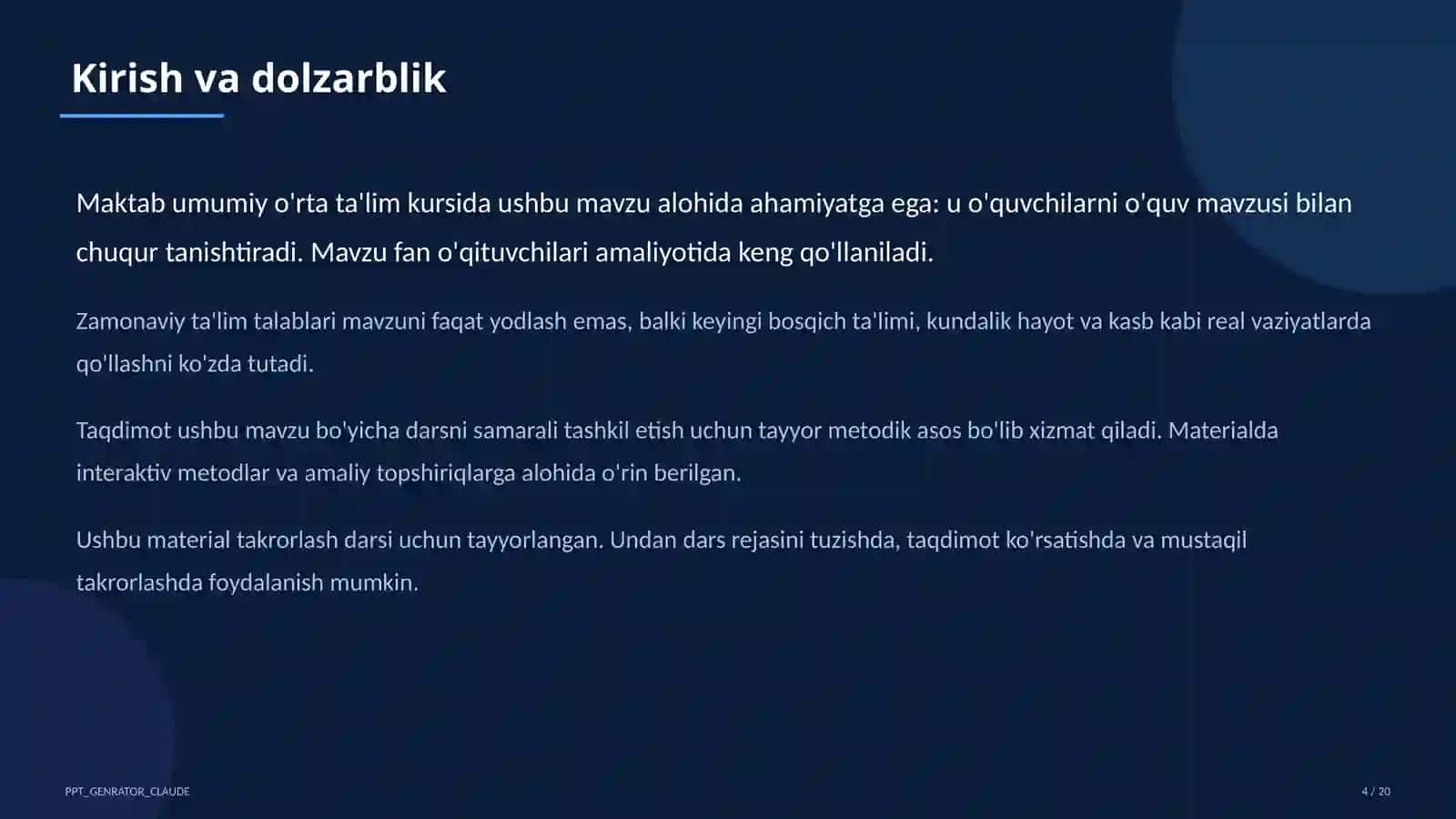 Dolzarb mavzular — maktab va o'qituvchilar (2026) 4