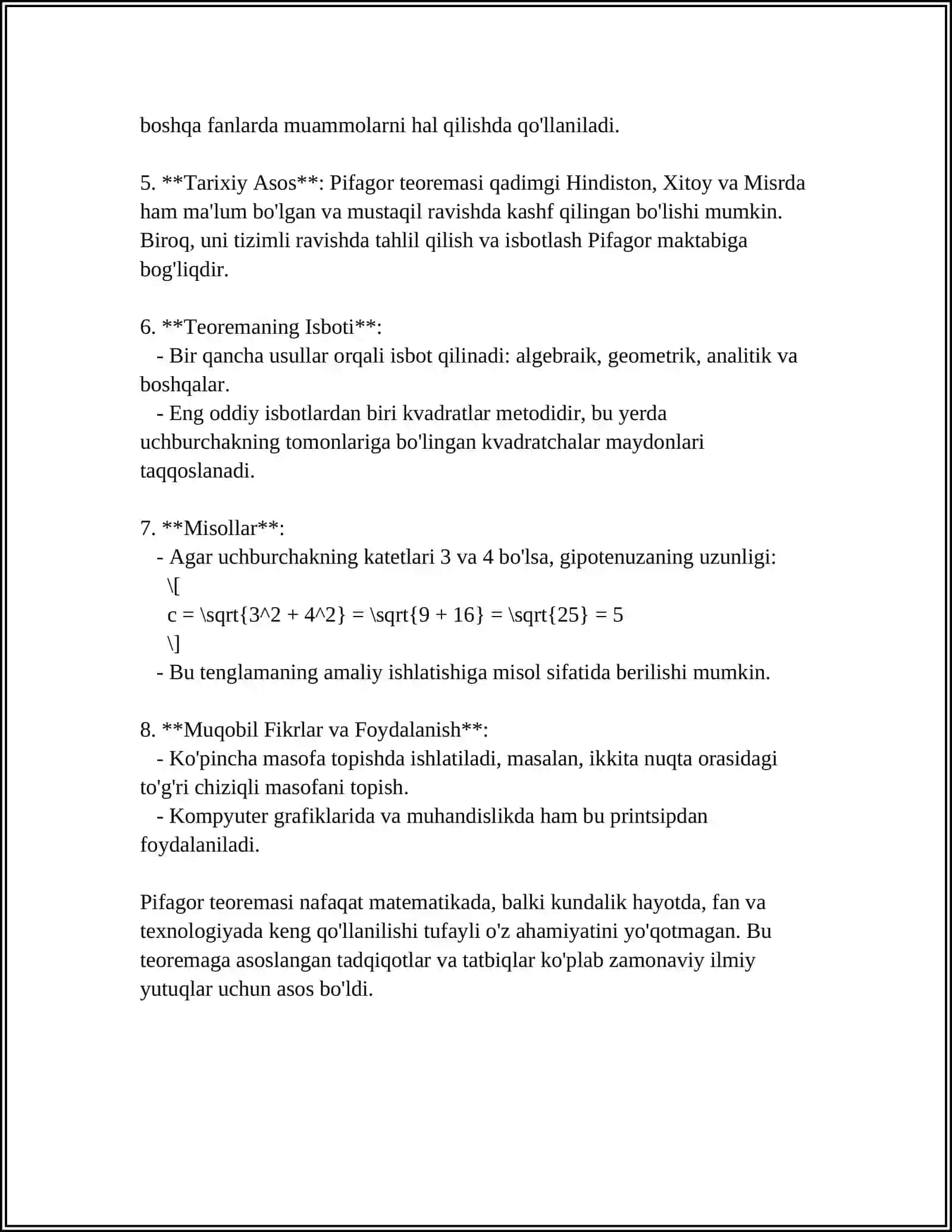 UYNI TAMINLASH VA DIZAYN LOYIHASINI TAYYORLASHDA PIFAGOR TEORIMASININI TADBIĜI 4