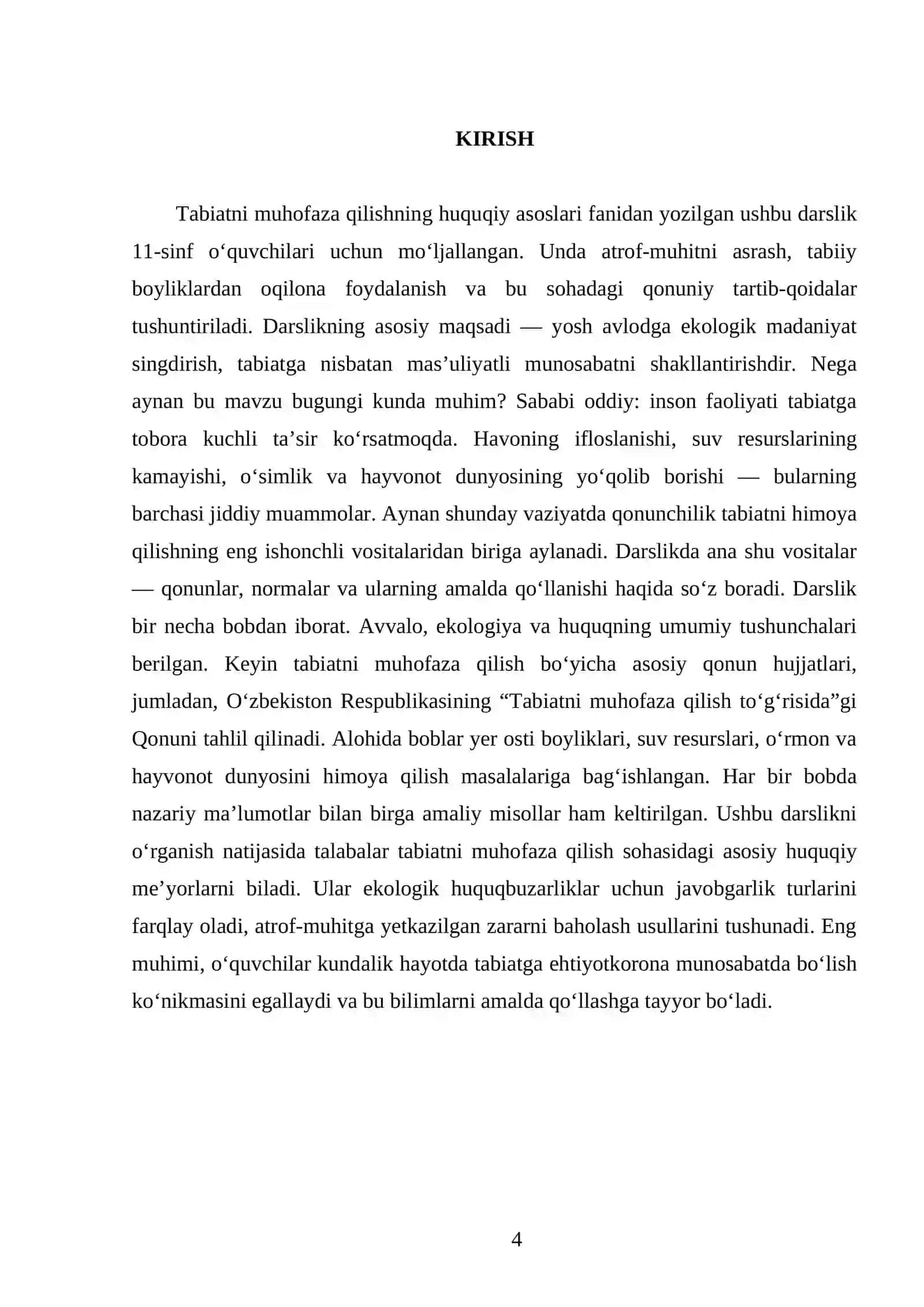 TABIATNI MUHOFAZA QILISHNING HUQUQIY ASOSLARI 11-SINF 4