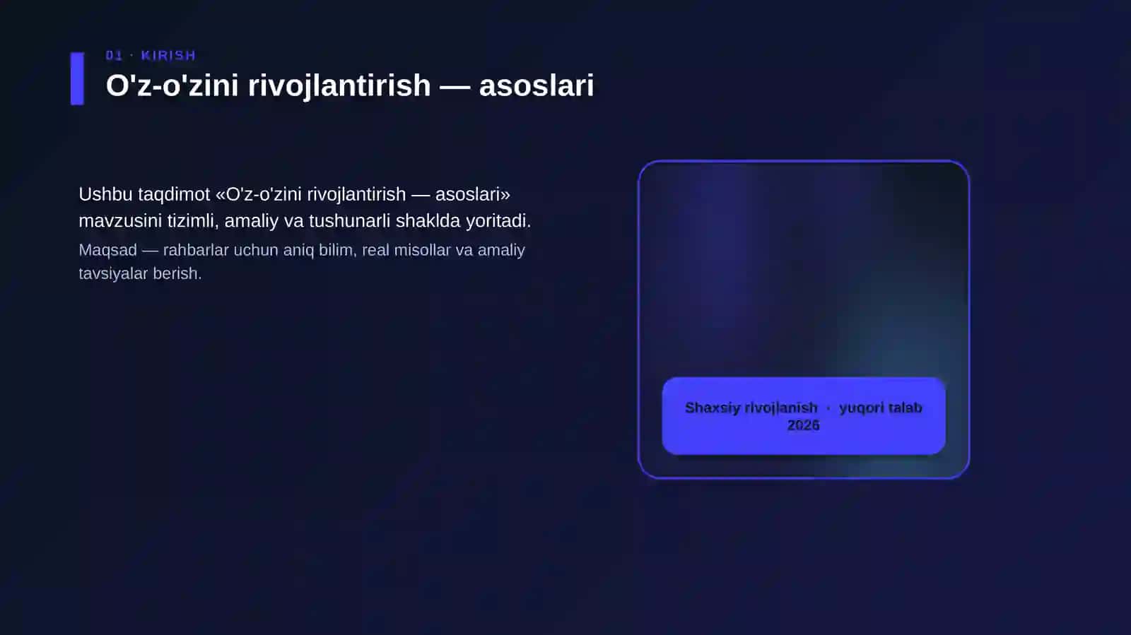 O'z-o'zini rivojlantirish — asoslari 4