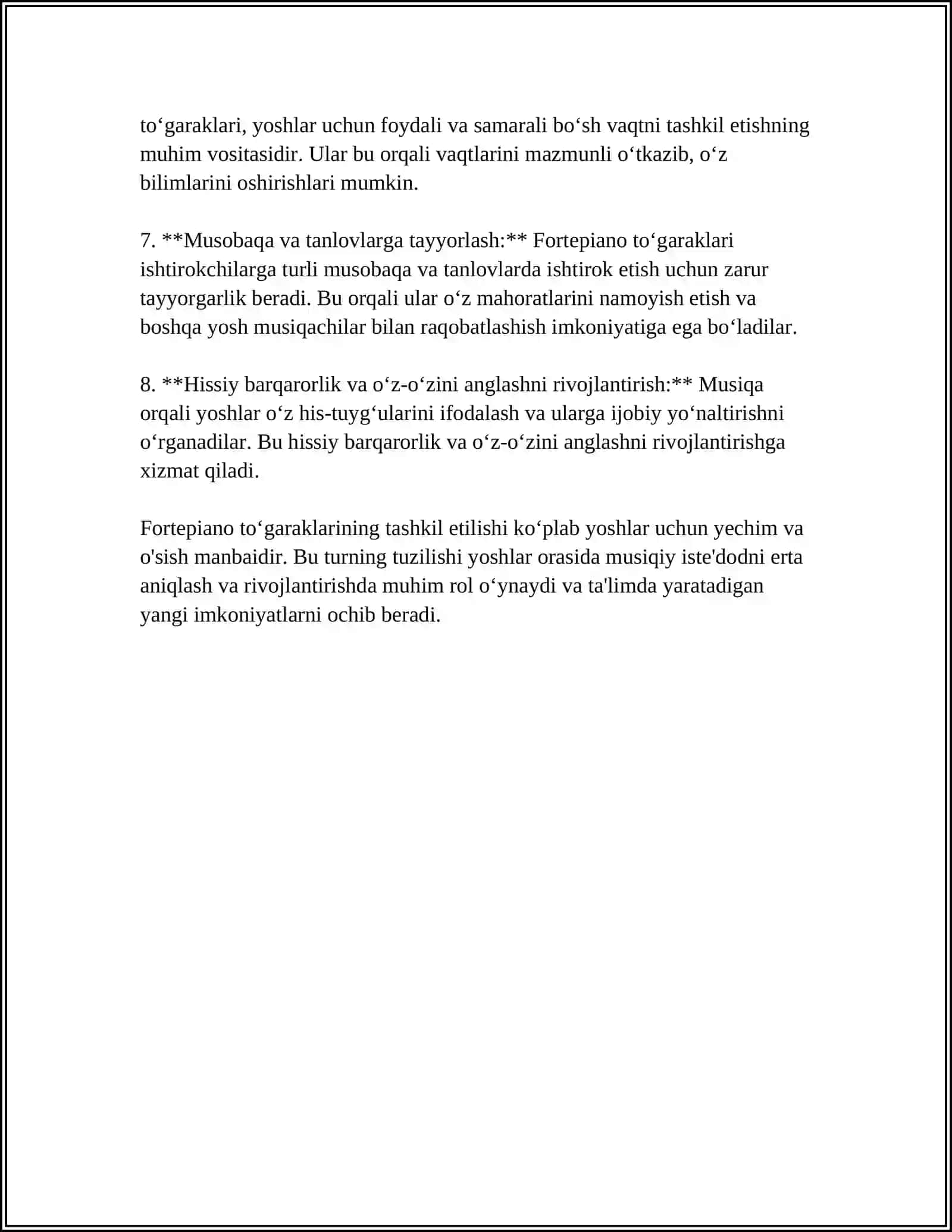 UMUMIY O’RTA TA’LIM MAKTABLARIDA FORTEPIANO TO’GARAKLARINI TASHKIL ETISH USULLARI 4