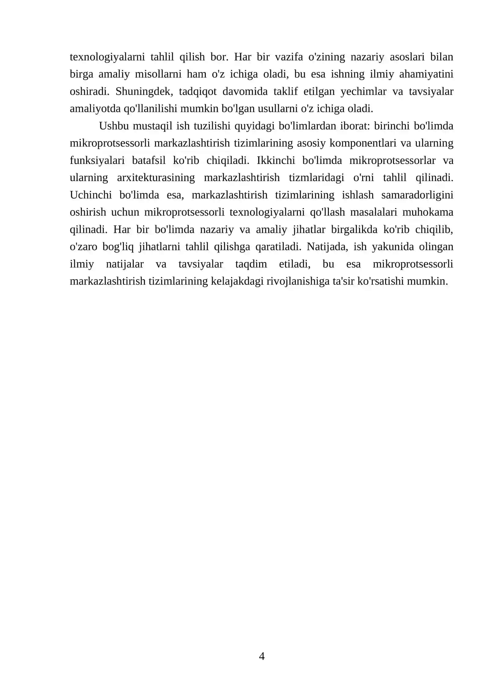 Mikroprotsessorli markazlashtirish tizimlarining tarkibiy qismi 4